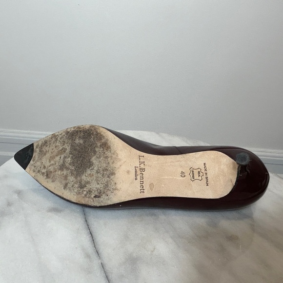 L.K. BENNETT Patent Bordeaux Kitten Heels - Picture 5 of 7